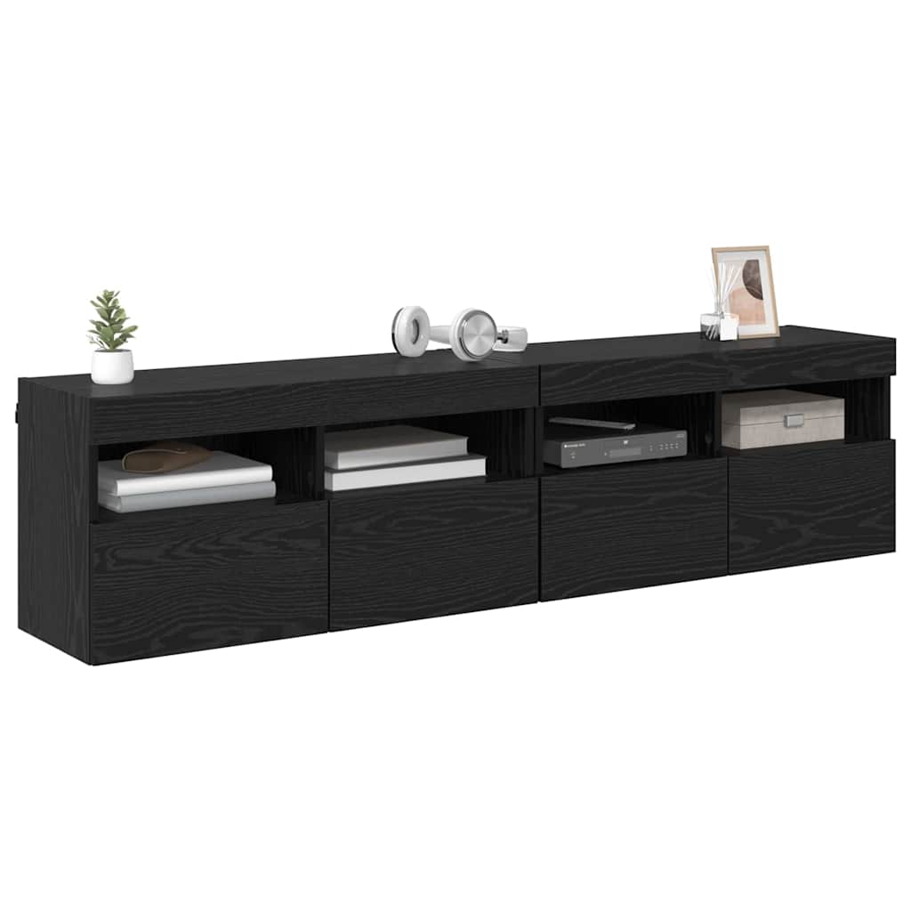 Skříňky Na Tv Zeď 2 Pcs Černý Dub Kompozitní Dřevo
