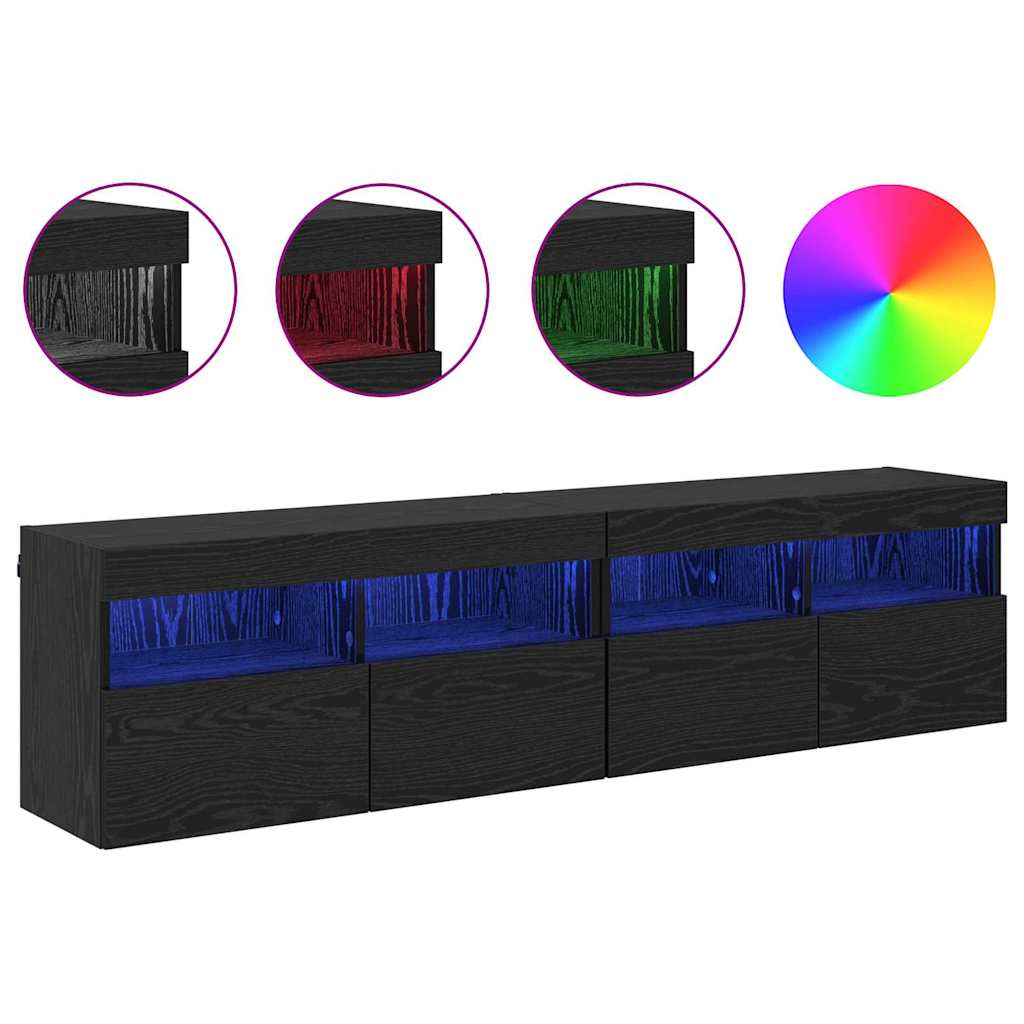 Skříňky Na Tv Zeď 2 Pcs Černý Dub Kompozitní Dřevo
