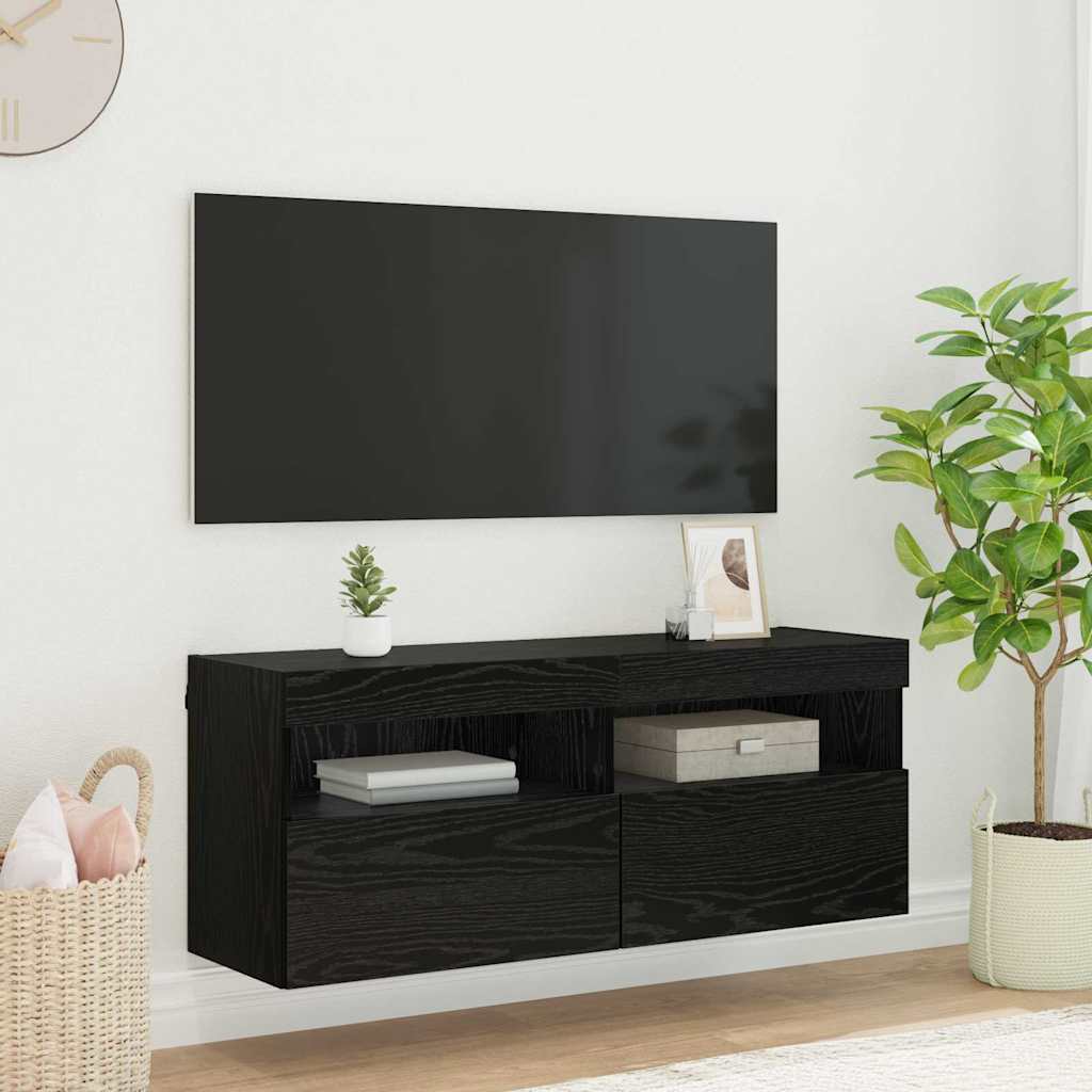 Tv Wall Cabinet 100 X 30 X 40 Cm Černý Dub Kompozitní Dřevo