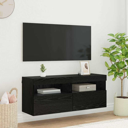 Tv Wall Cabinet 100 X 30 X 40 Cm Černý Dub Kompozitní Dřevo