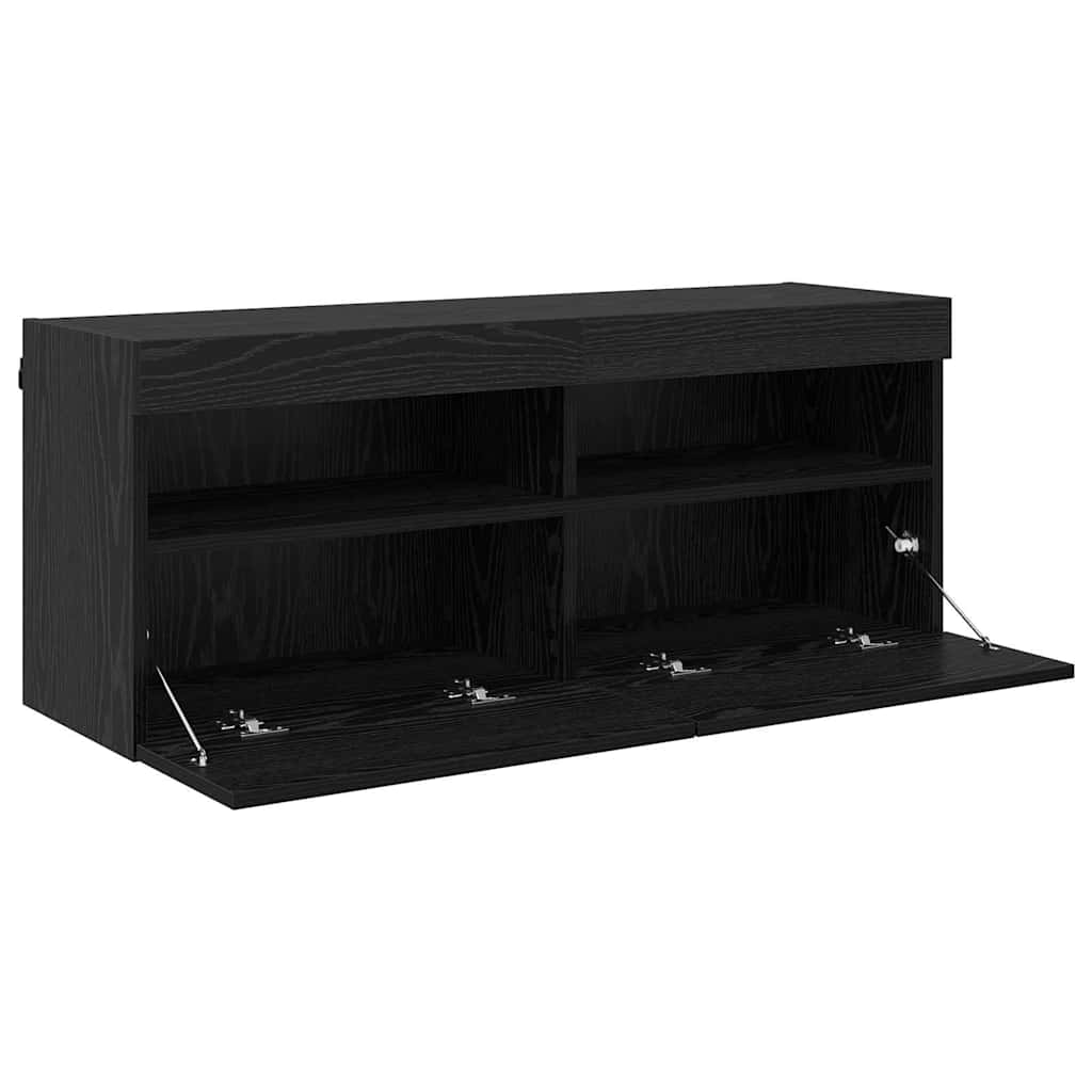 Tv Wall Cabinet 100 X 30 X 40 Cm Černý Dub Kompozitní Dřevo