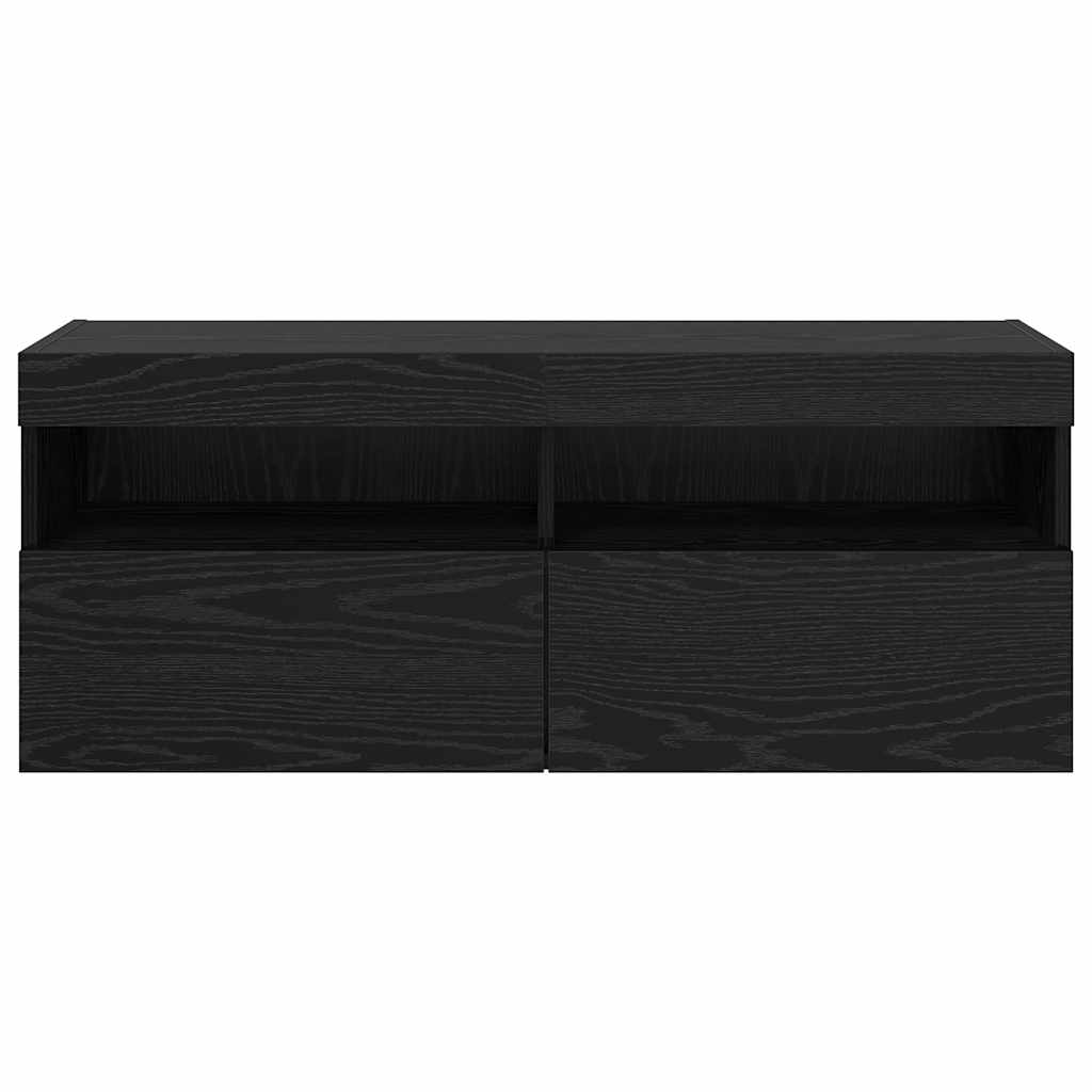 Tv Wall Cabinet 100 X 30 X 40 Cm Černý Dub Kompozitní Dřevo