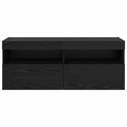 Tv Wall Cabinet 100 X 30 X 40 Cm Černý Dub Kompozitní Dřevo