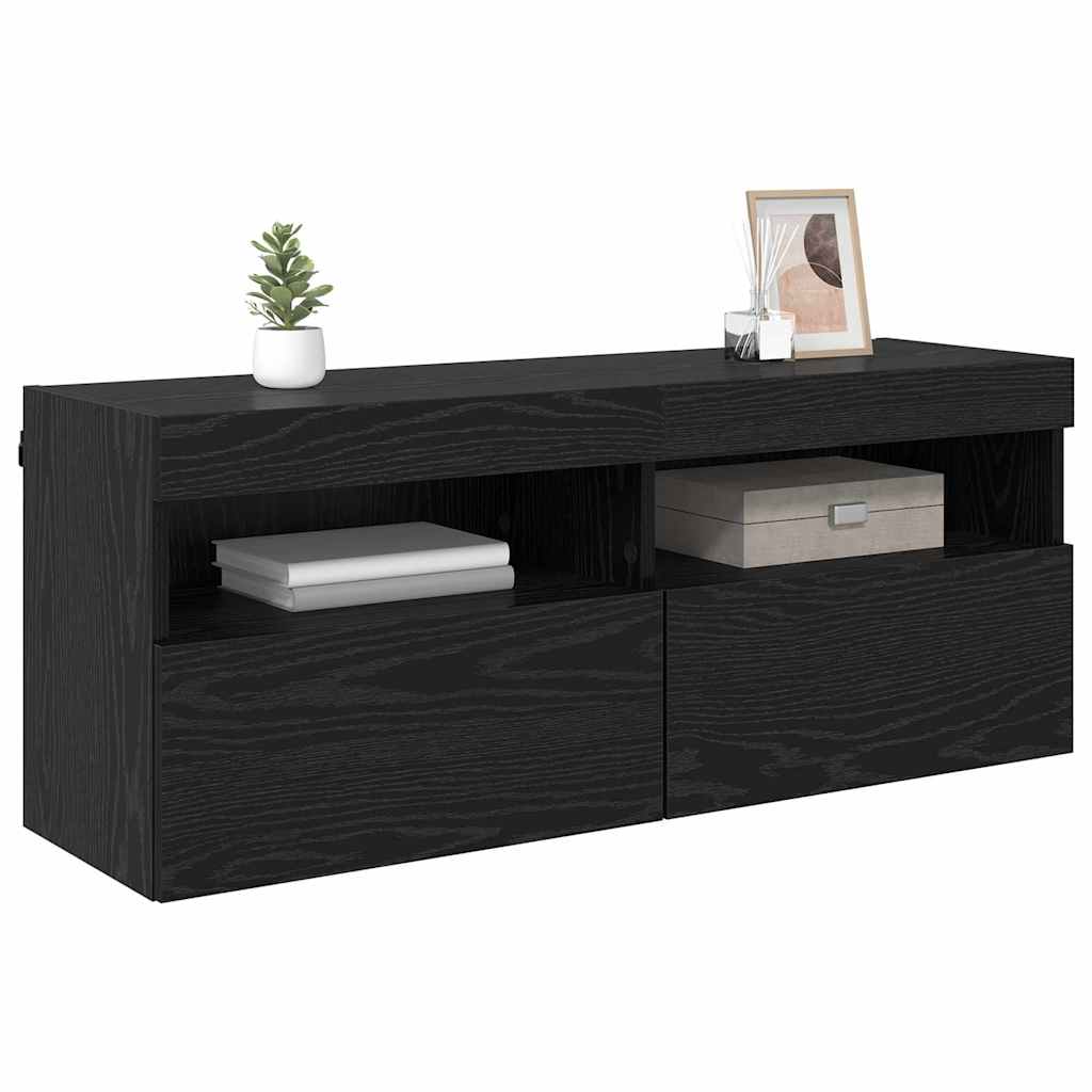 Tv Wall Cabinet 100 X 30 X 40 Cm Černý Dub Kompozitní Dřevo