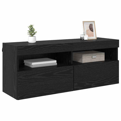 Tv Wall Cabinet 100 X 30 X 40 Cm Černý Dub Kompozitní Dřevo