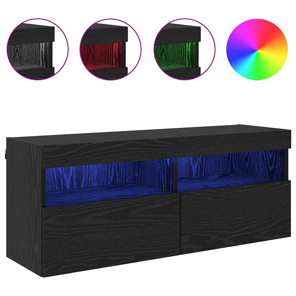 Tv Wall Cabinet 100 X 30 X 40 Cm Černý Dub Kompozitní Dřevo