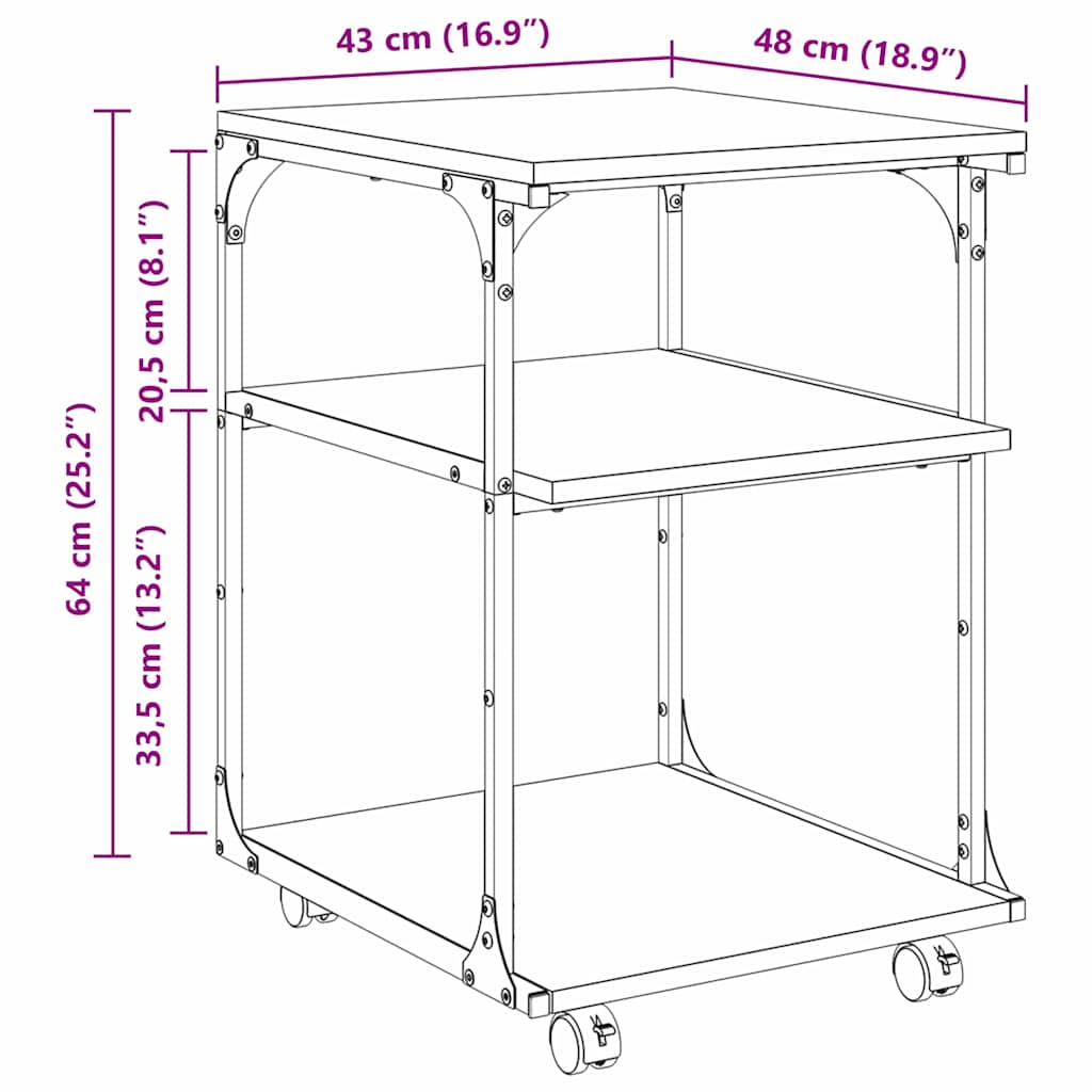 Stojan Na Tiskárnu Staré Dřevo 43 X 48 X 64 Cm Kompozitní Dřevo