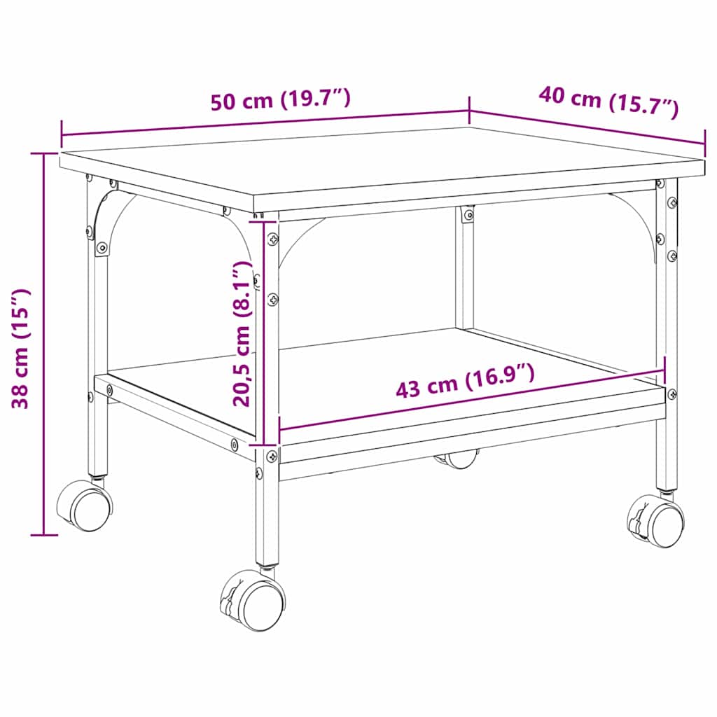 Stojan Na Tiskárnu Černý Dub 50 X 40 X 38 Cm Kompozitní Dřevo