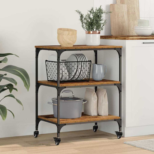Kuchyňský Vozík Staré Dřevo 60 X 41 X 76 Cm Kompozitní Dřevo