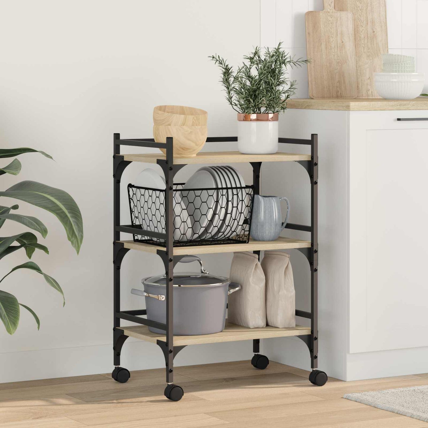 Kuchyňský Vozík Sonoma Dub 50 X 35 X 75,5 Cm Kompozitní Dřevo