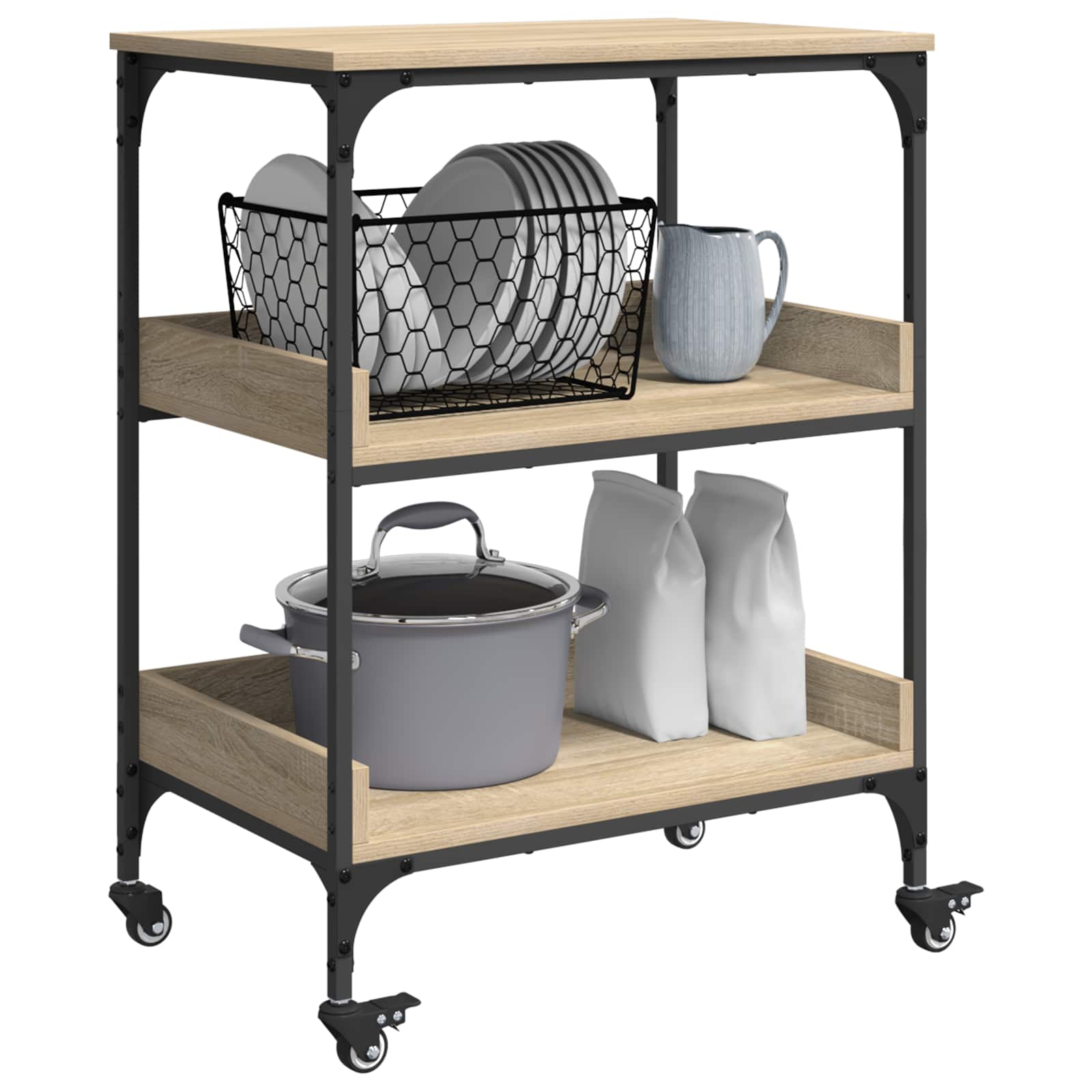 Kuchyňský Vozík Sonoma Dub 60 X 41 X 80,5 Cm Kompozitní Dřevo