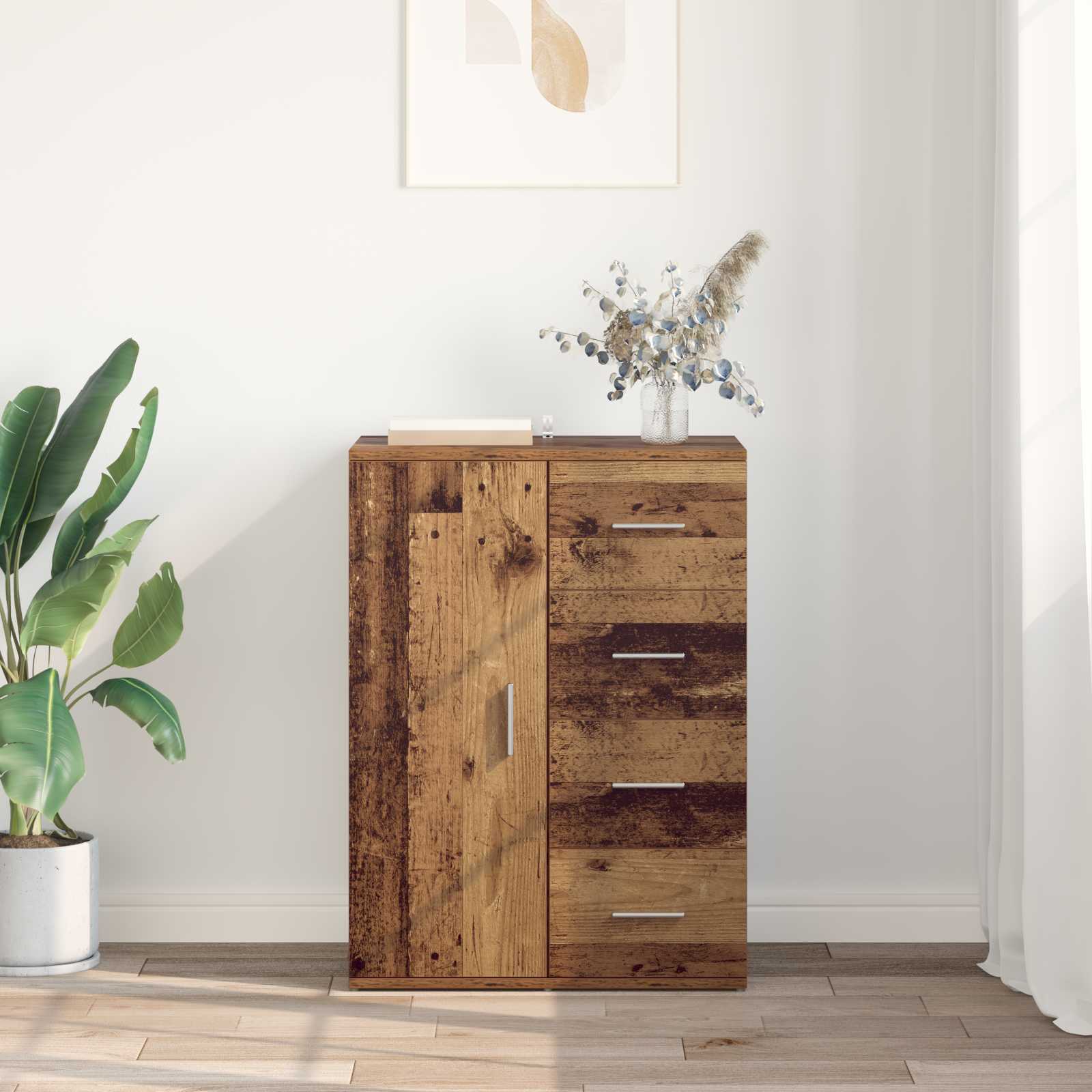 Servírovací Skříň Staré Dřevo 59 X 39 X 80 Cm Kompozitní Dřevo