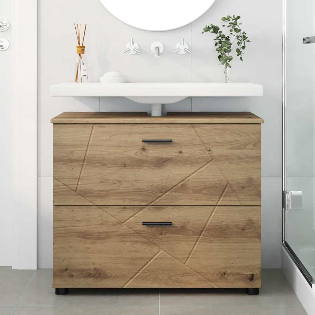 Koupelnová Skříň Se Zásuvkou Artisanový Dub 76,5 X 35 X 64 Cm