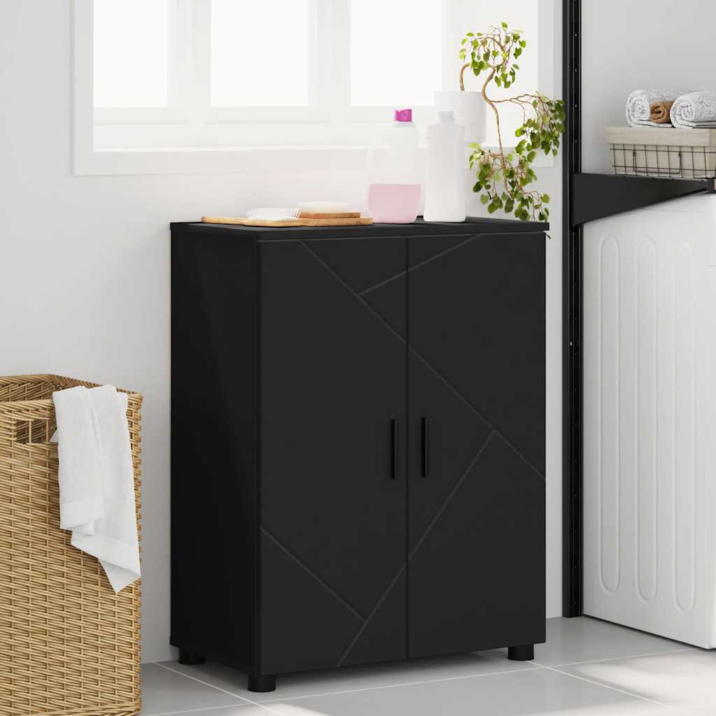 Koupelnová Skříň Černá 60 X 35 X 80 Cm Kompozitní Dřevo & Kov