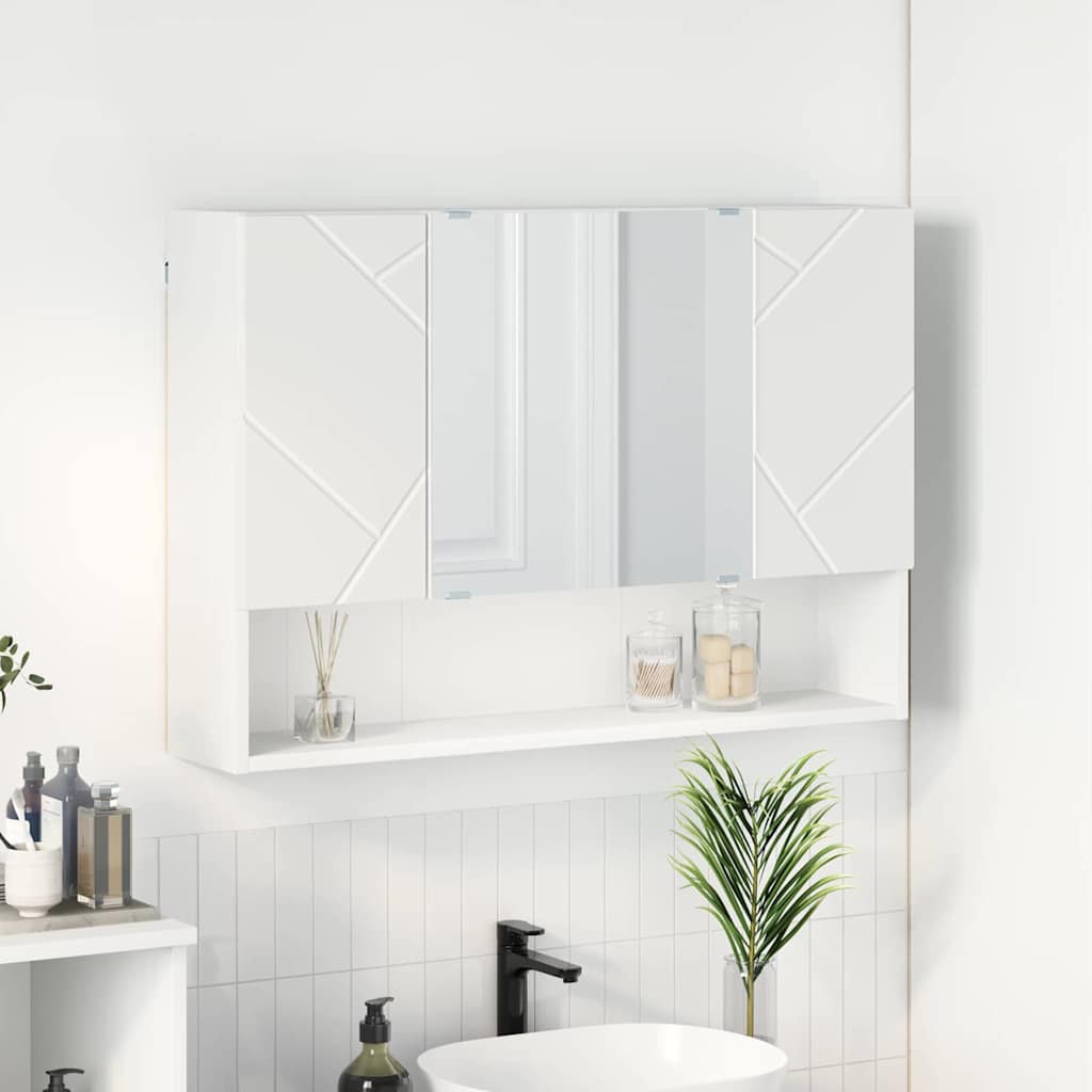 Zrcadlová Skříň Bílá 80 X 17 X 55 Cm Kompozitní Dřevo