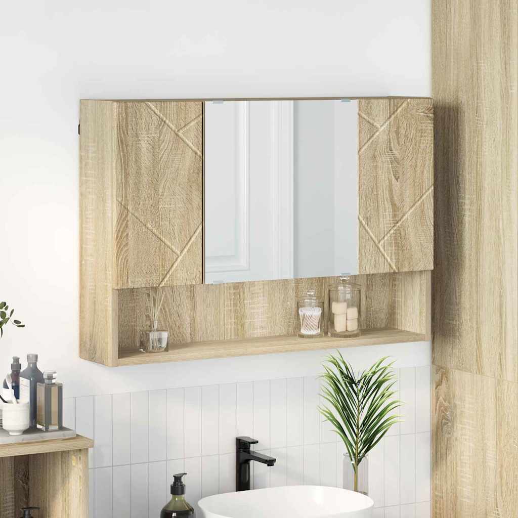 Zrcadlová Skříň Sonoma Dub 80 X 17 X 55 Cm Kompozitní Dřevo