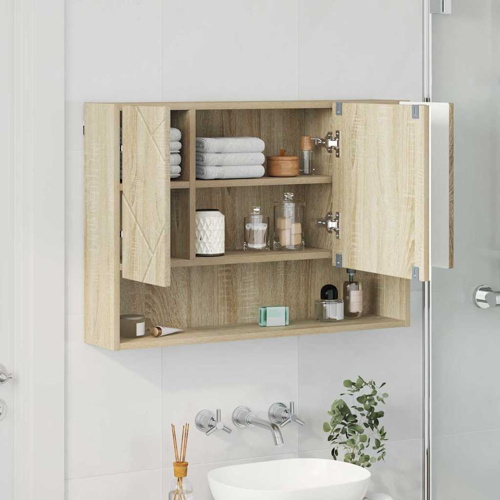 Zrcadlová Skříň Sonoma Dub 80 X 17 X 55 Cm Kompozitní Dřevo