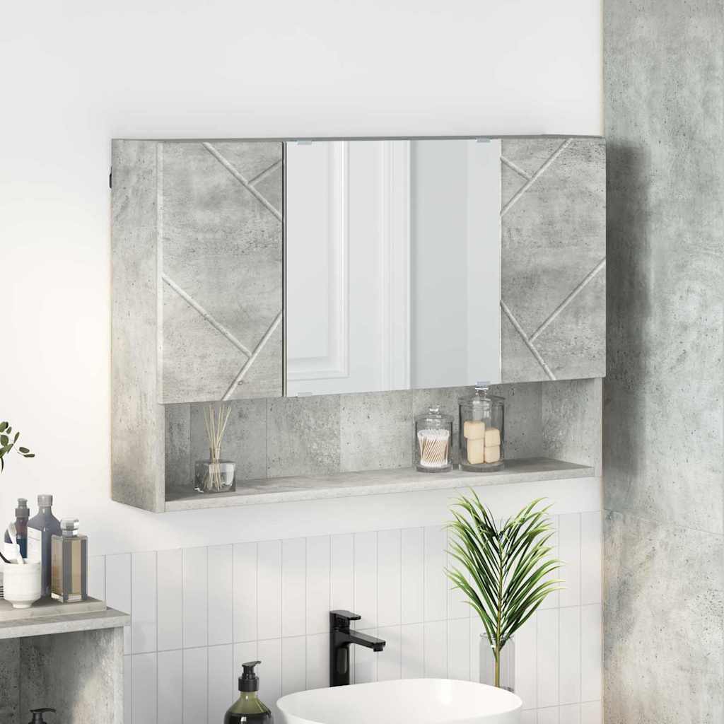 Zrcadlová Skříň Betonově Šedá 80 X 17 X 55 Cm Kompozitní Dřevo