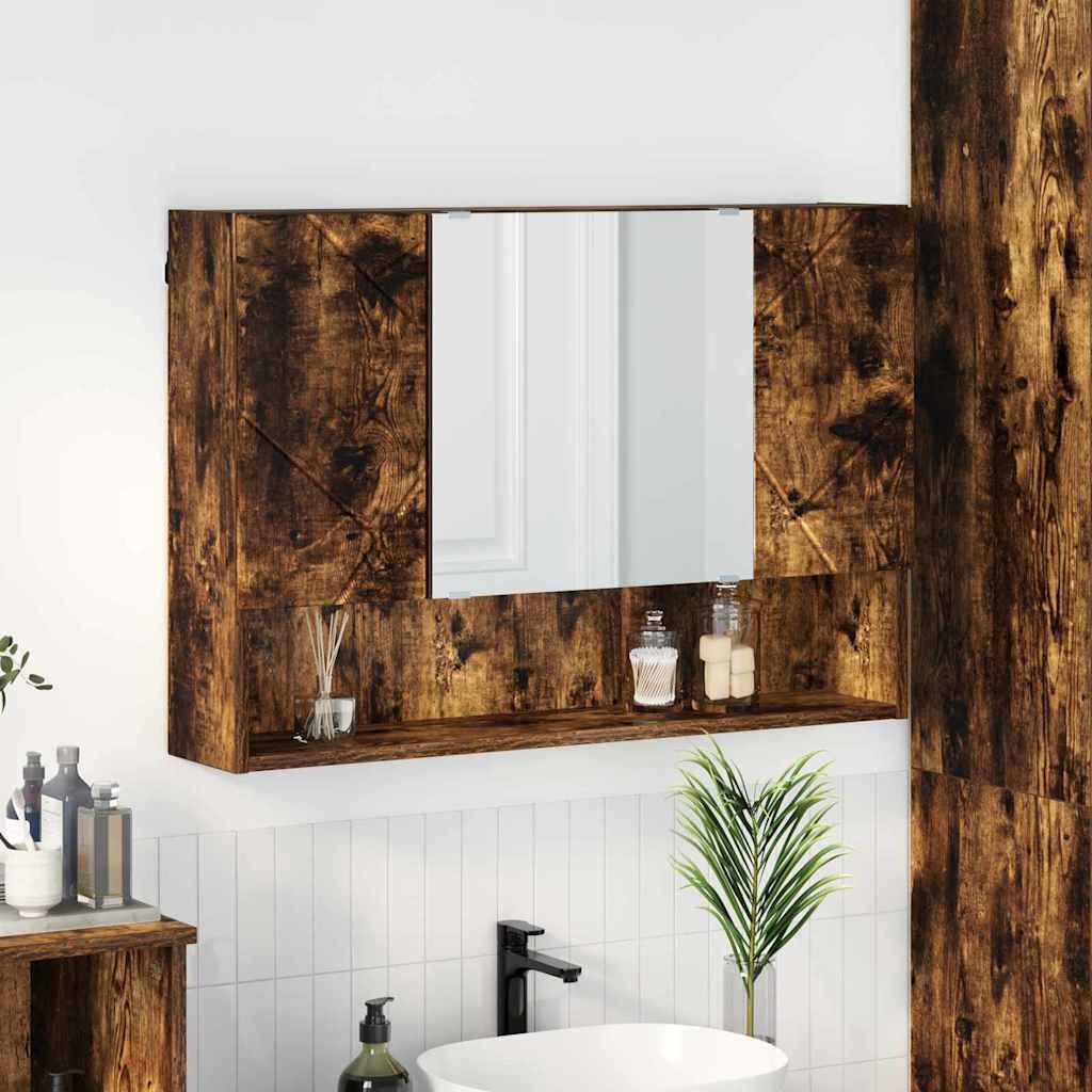 Zrcadlová Skříň Kouřový Dub 80 X 17 X 55 Cm Kompozitní Dřevo