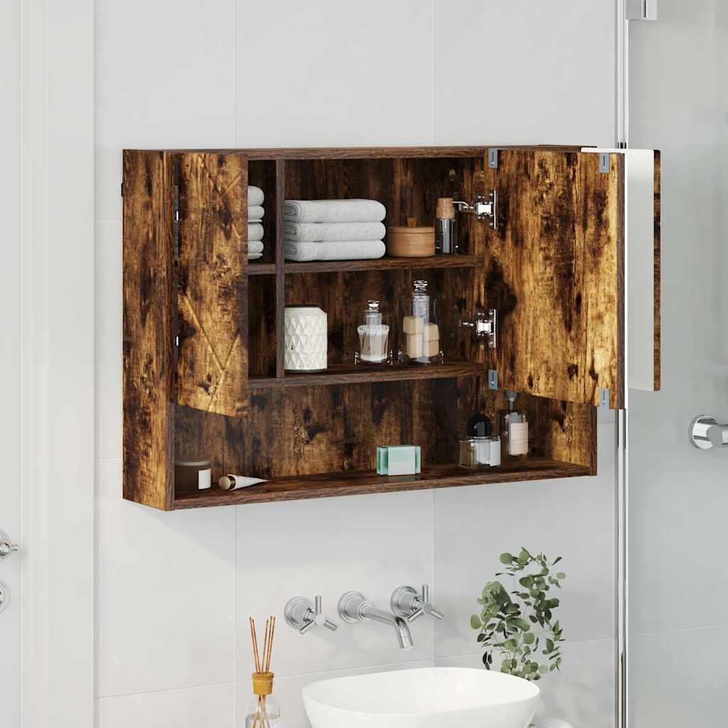Zrcadlová Skříň Kouřový Dub 80 X 17 X 55 Cm Kompozitní Dřevo