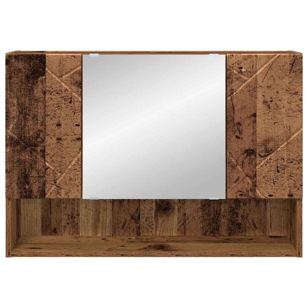 Zrcadlová Skříň Staré Dřevo 80 X 17 X 55 Cm Kompozitní Dřevo