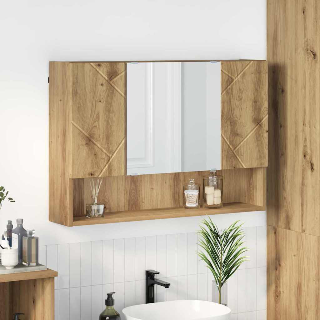 Zrcadlová Skříň Artisanový Dub 80 X 17 X 55 Cm Kompozitní Dřevo