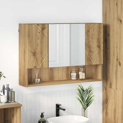 Zrcadlová Skříň Artisanový Dub 80 X 17 X 55 Cm Kompozitní Dřevo