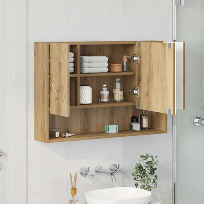 Zrcadlová Skříň Artisanový Dub 80 X 17 X 55 Cm Kompozitní Dřevo