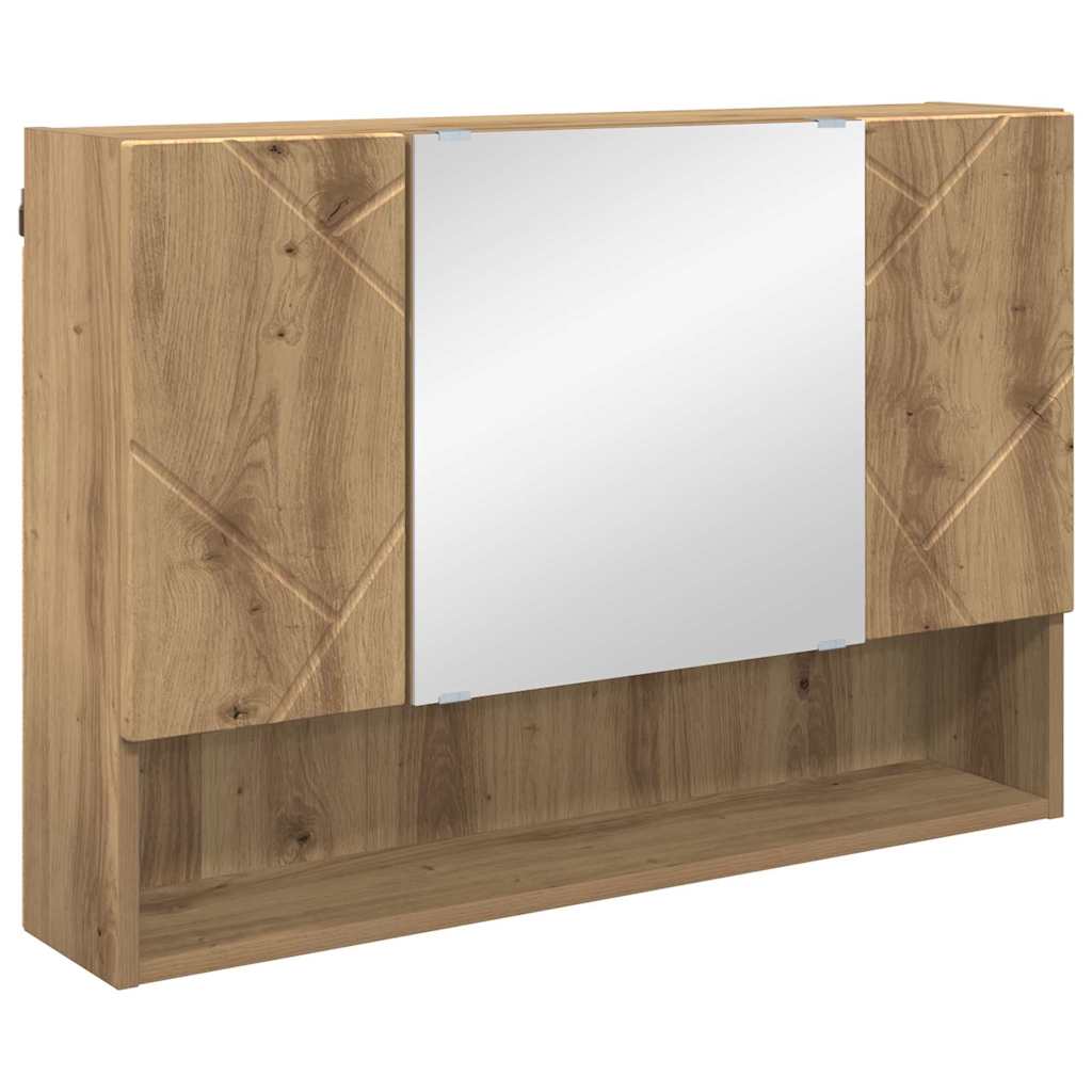 Zrcadlová Skříň Artisanový Dub 80 X 17 X 55 Cm Kompozitní Dřevo