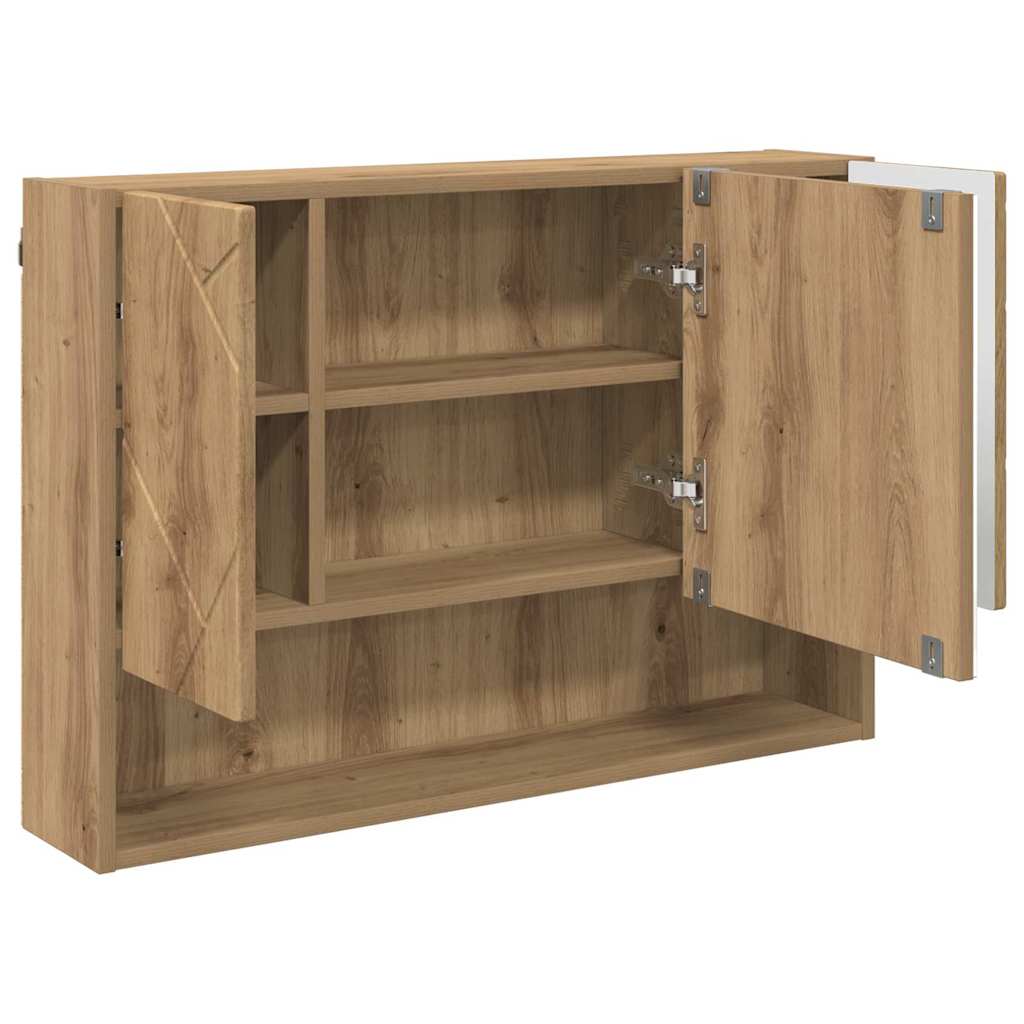 Zrcadlová Skříň Artisanový Dub 80 X 17 X 55 Cm Kompozitní Dřevo