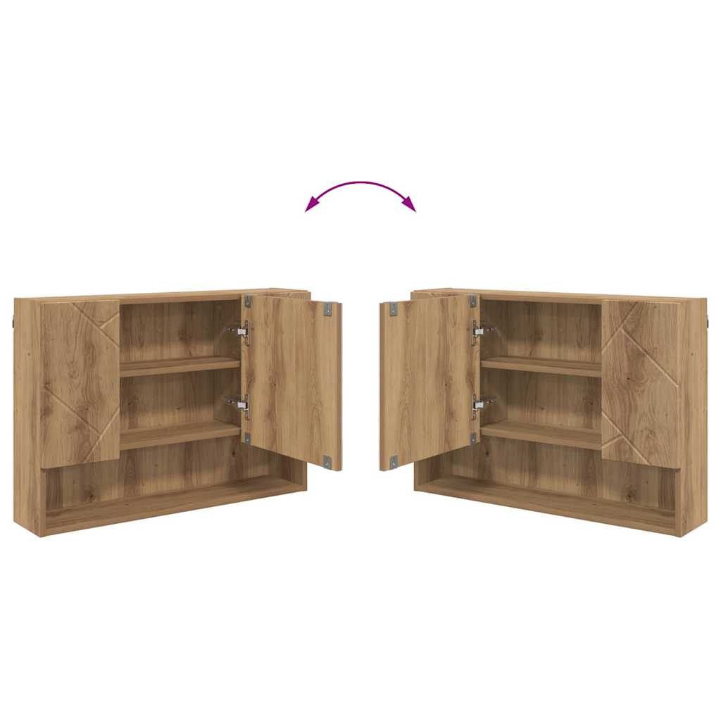 Zrcadlová Skříň Artisanový Dub 80 X 17 X 55 Cm Kompozitní Dřevo