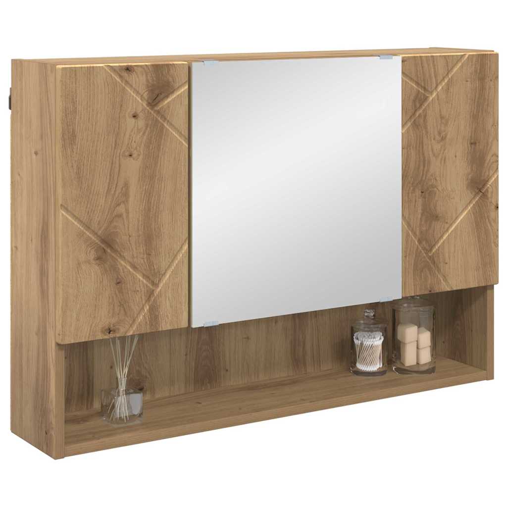 Zrcadlová Skříň Artisanový Dub 80 X 17 X 55 Cm Kompozitní Dřevo