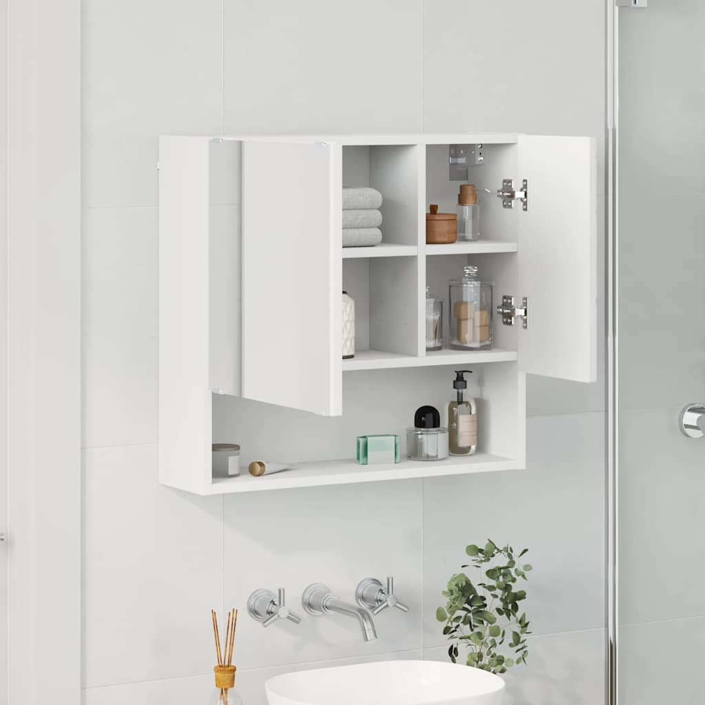 Zrcadlová Skříň Bílá 59 X 17 X 55 Cm Kompozitní Dřevo