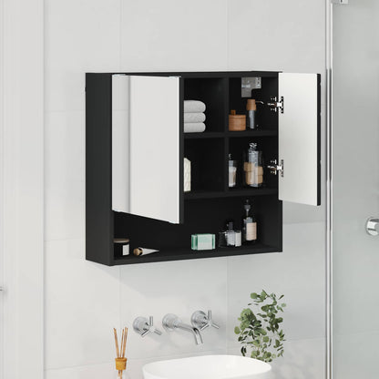 Zrcadlová Skříň Černá 59 X 17 X 55 Cm Kompozitní Dřevo