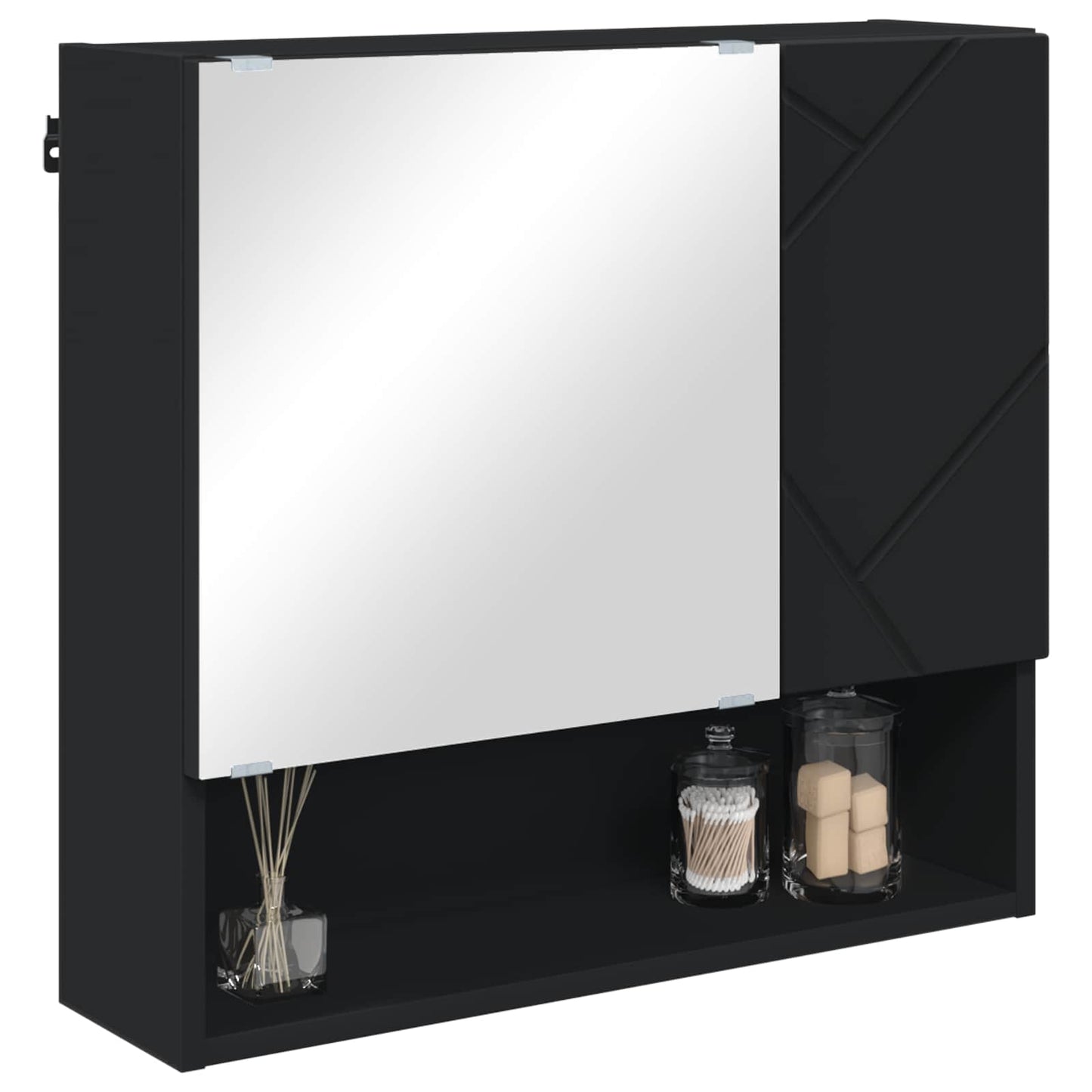 Zrcadlová Skříň Černá 59 X 17 X 55 Cm Kompozitní Dřevo