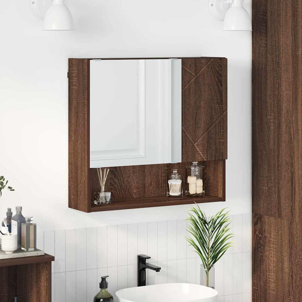 Zrcadlová Skříň Hnědý Dub 59 X 17 X 55 Cm Kompozitní Dřevo