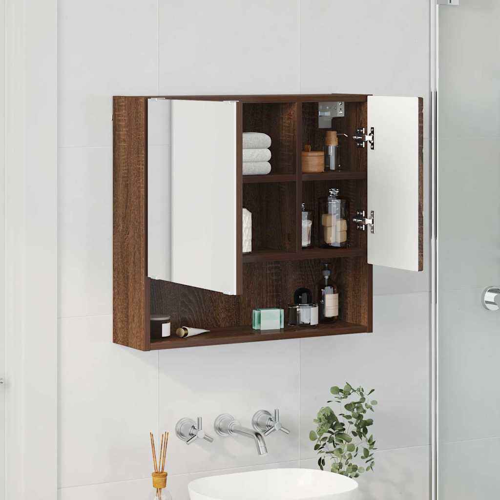 Zrcadlová Skříň Hnědý Dub 59 X 17 X 55 Cm Kompozitní Dřevo