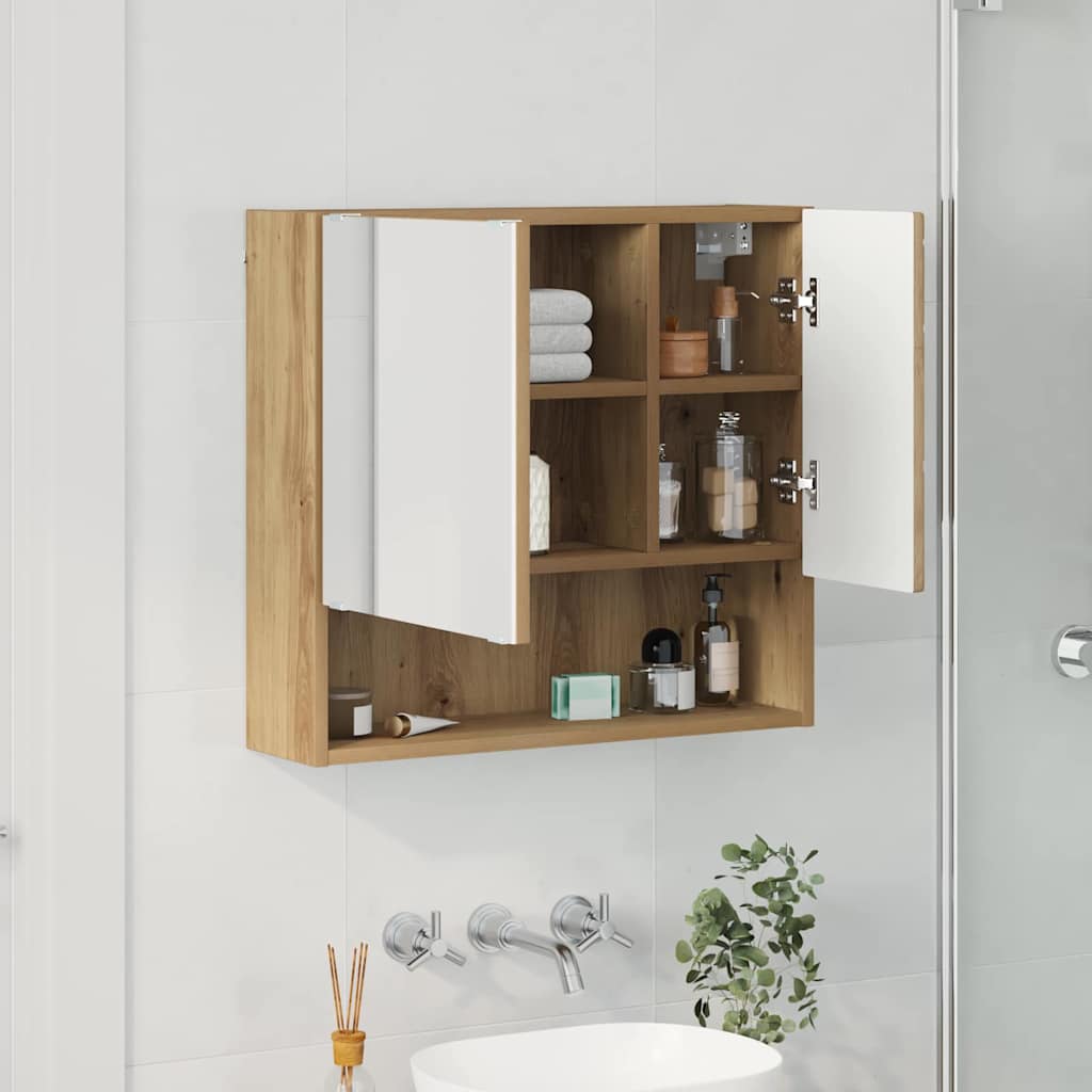 Zrcadlová Skříň Artisanový Dub 59 X 17 X 55 Cm Kompozitní Dřevo