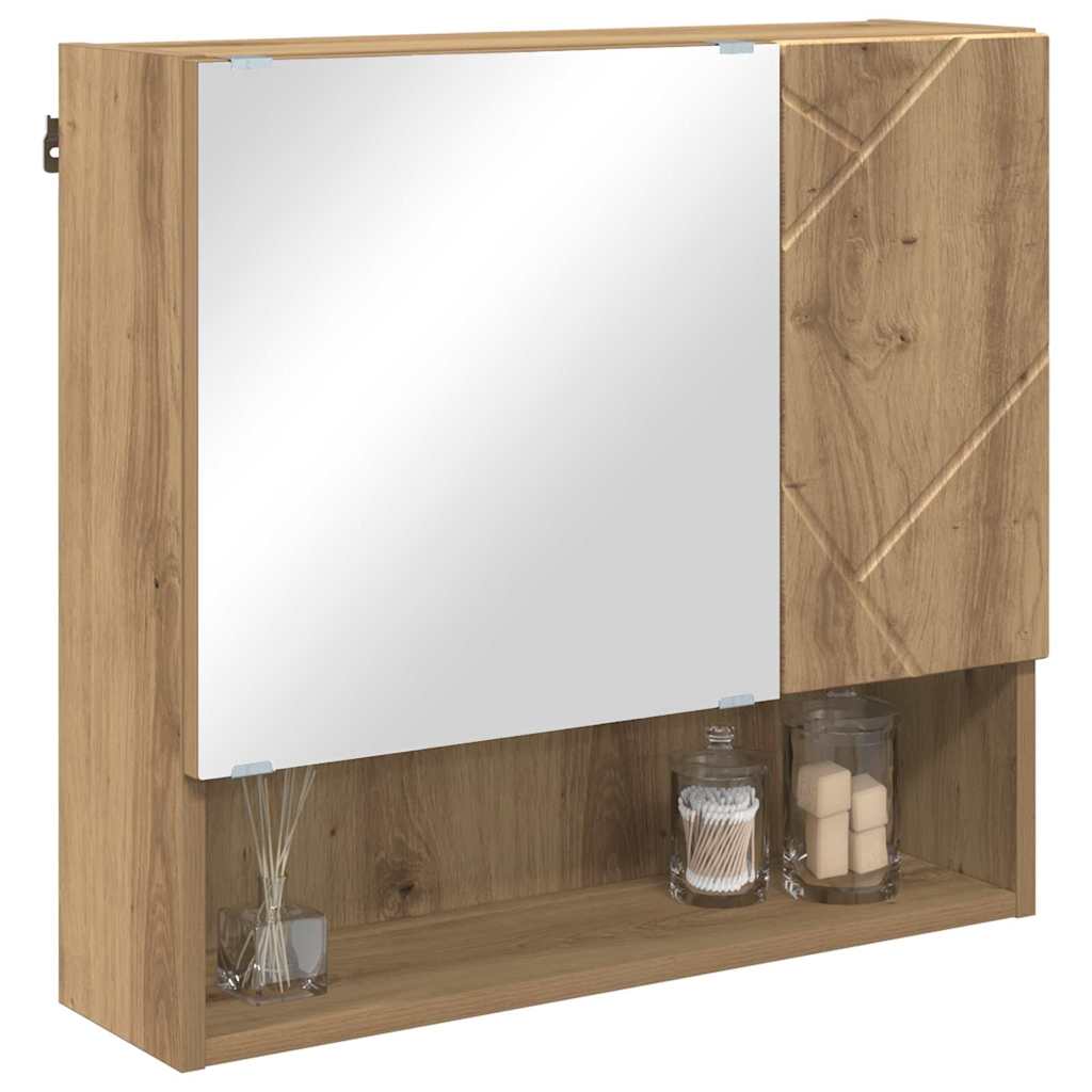 Zrcadlová Skříň Artisanový Dub 59 X 17 X 55 Cm Kompozitní Dřevo