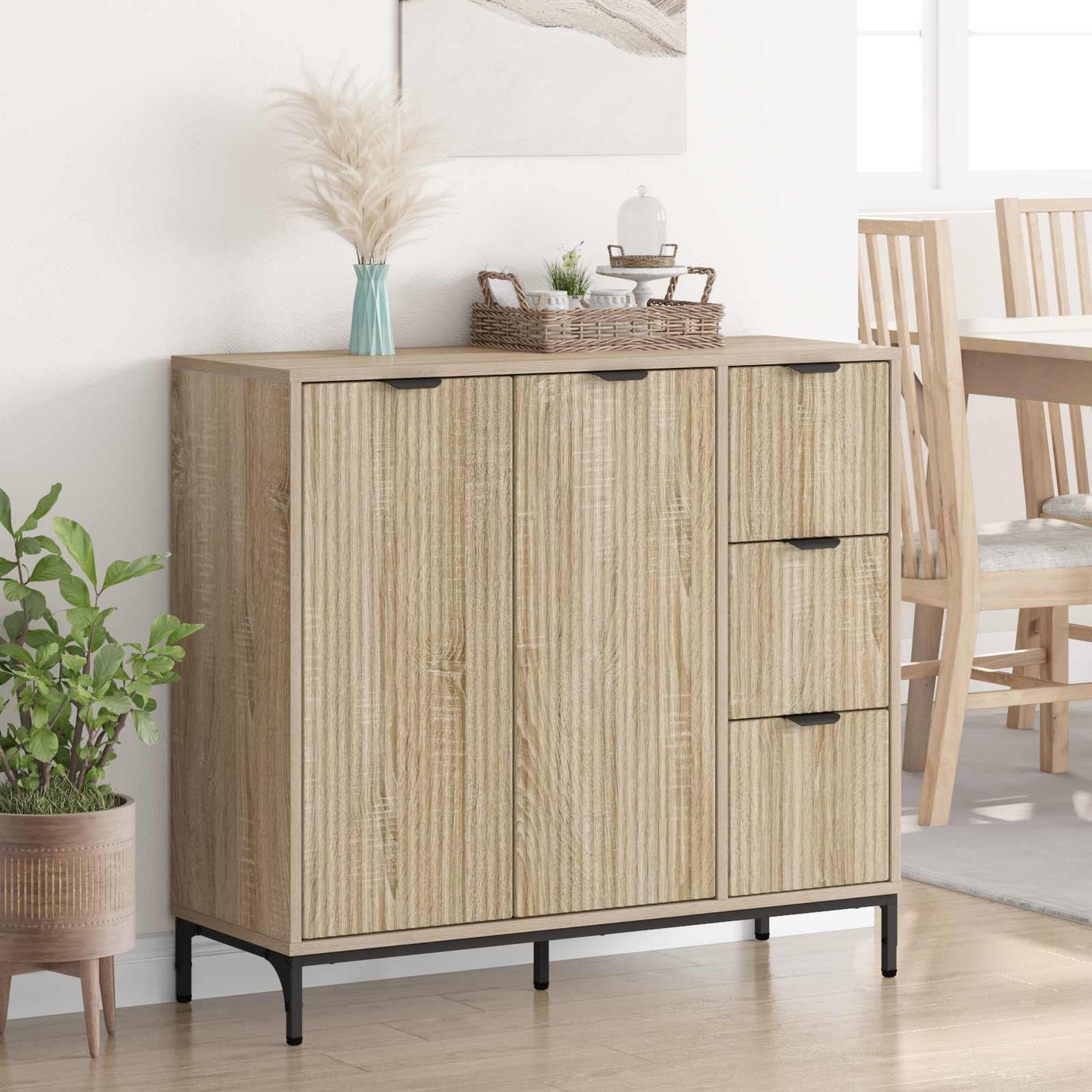 Servírovací Skříň Sonoma Dub 89,5 X 33 X 82 Cm Kompozitní Dřevo
