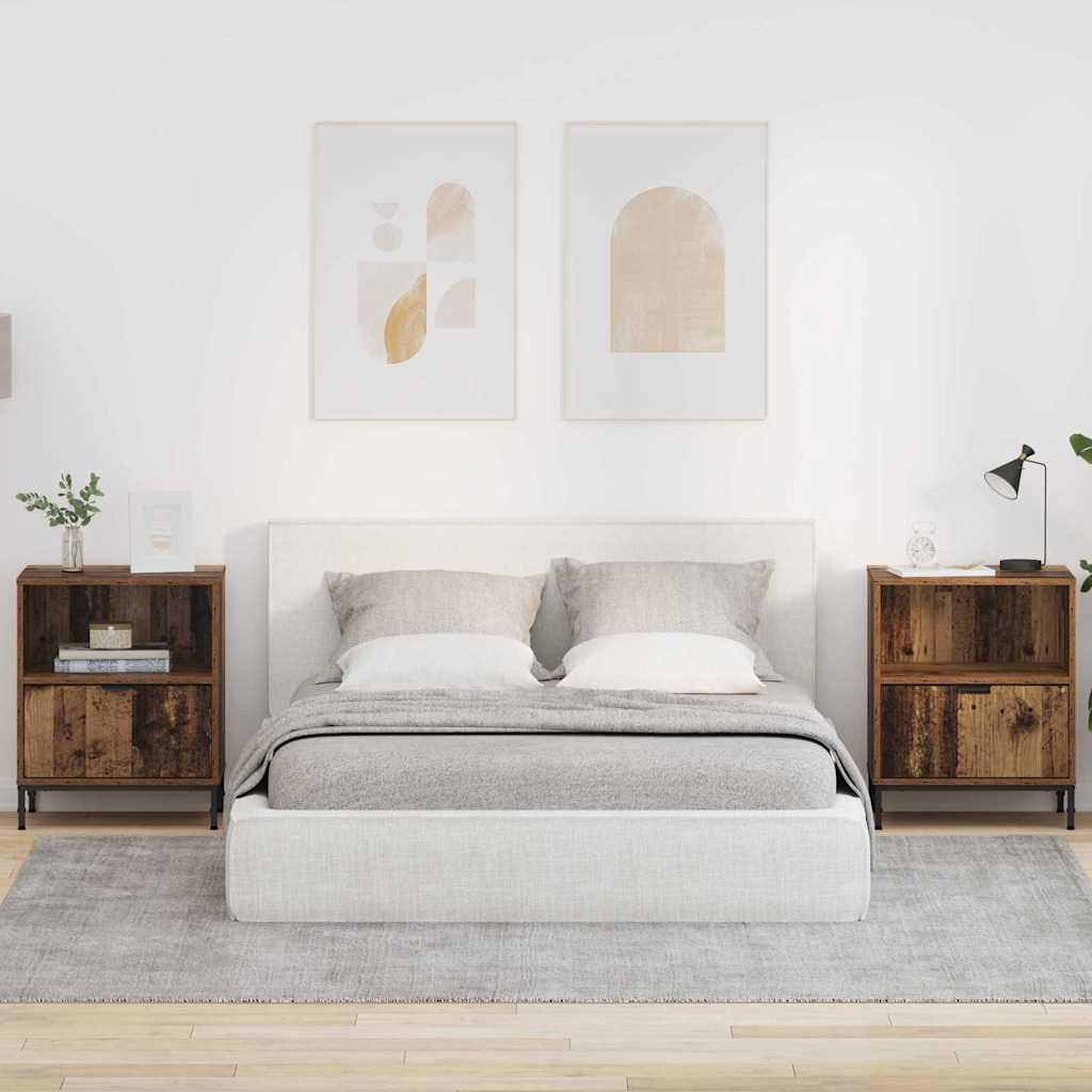 Noční Skříňka 2 Ks Staré Dřevo 49 X 36 X 61 Cm Kompozitní Dřevo