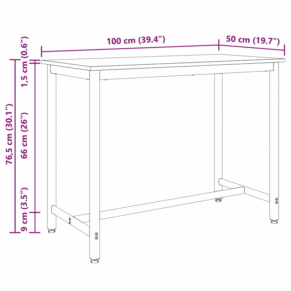 Stůl Sonoma Dub 100 X 50 X 76,5 Cm Inženýrské Dřevo A Ocel