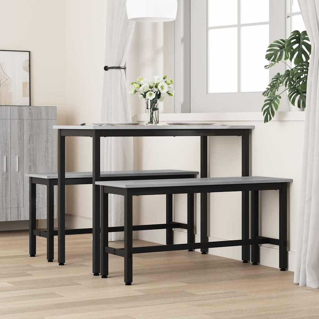 Jídelní Lavička 2 Pcs Šedá Sonoma 100 X 32,5 X 48,5 Cm