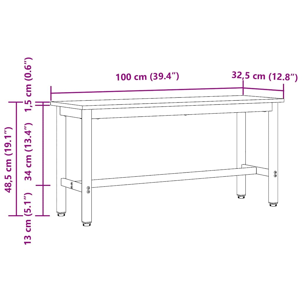 Jídelní Lavička 2 Pcs Staré Dřevo 100 X 32,5 X 48,5 Cm