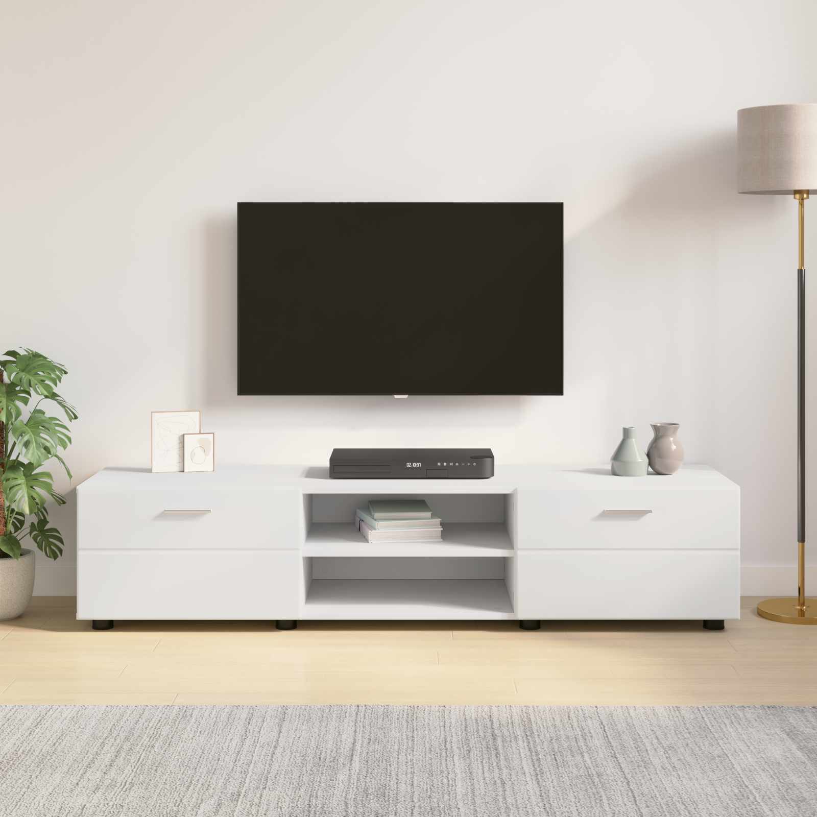 Dřevěná Skříň 150 X 39 X 30 Cm Bílá Kompozitní Dřevo