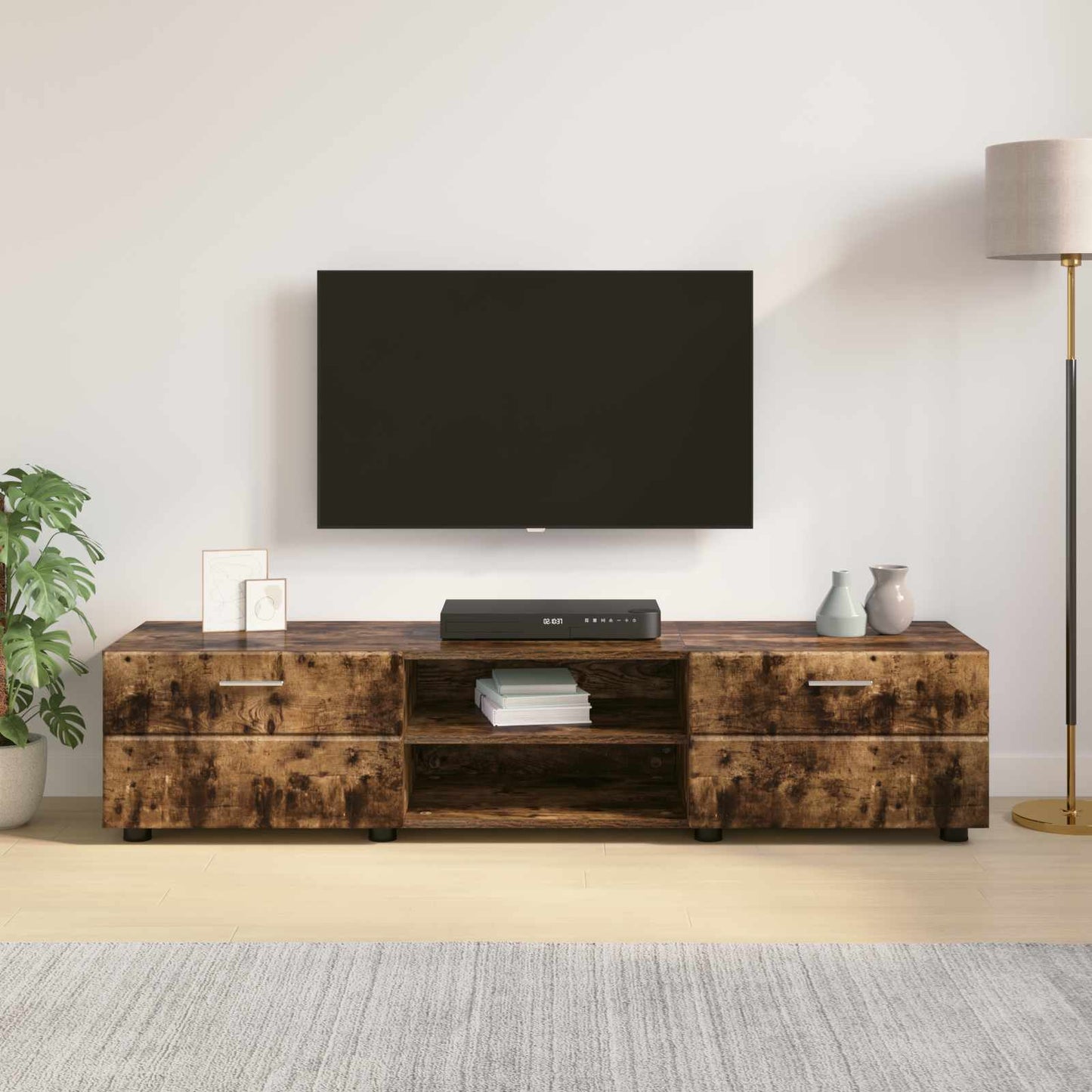 Dřevěná Skříň 150 X 39 X 30 Cm Kouřový Dub Kompozitní Dřevo