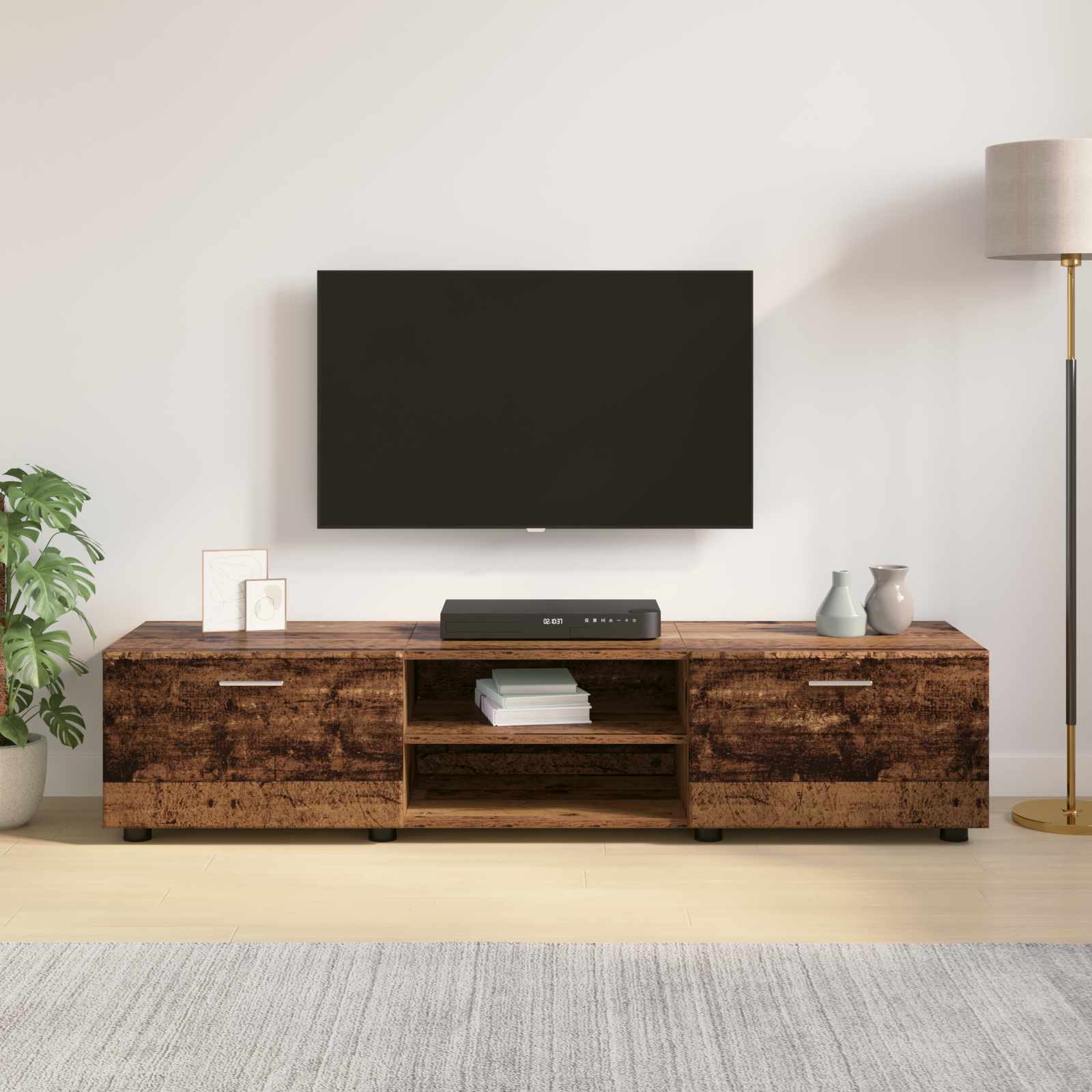 Dřevěná Skříň 150 X 39 X 30 Cm Staré Dřevo Kompozitní Dřevo