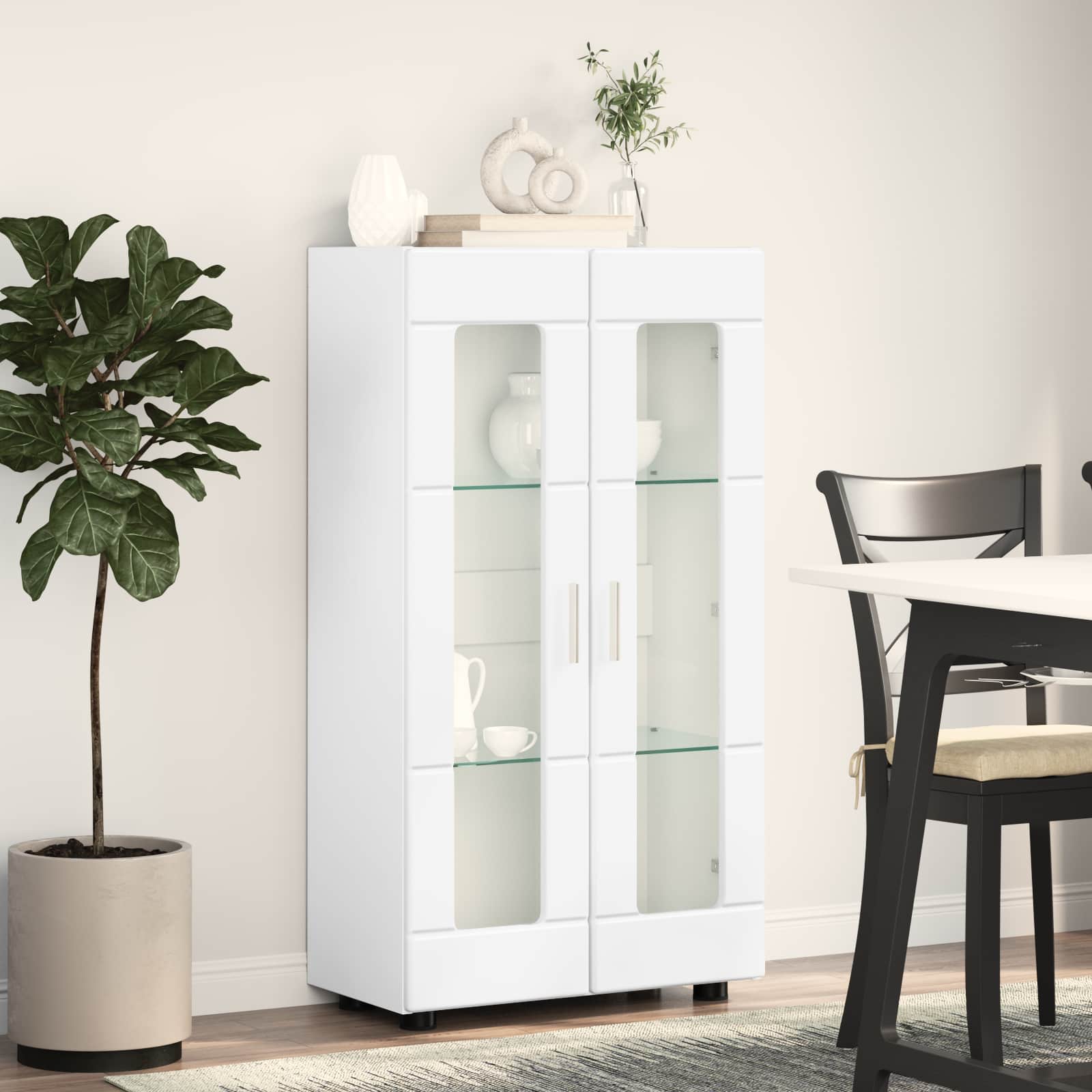 Servírovací Skříň Florin 55,5 X 29 X 100 Cm Vysoce Lesklá Bílá