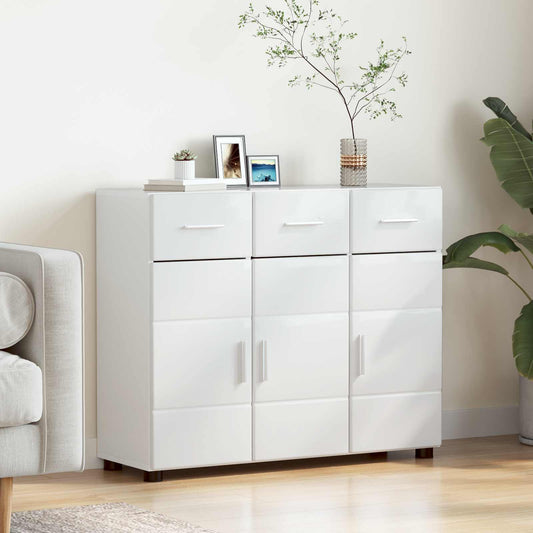 Servírovací Skříň Florin 88,5 X 30,5 X 73 Cm Vysoce Lesklá Bílá
