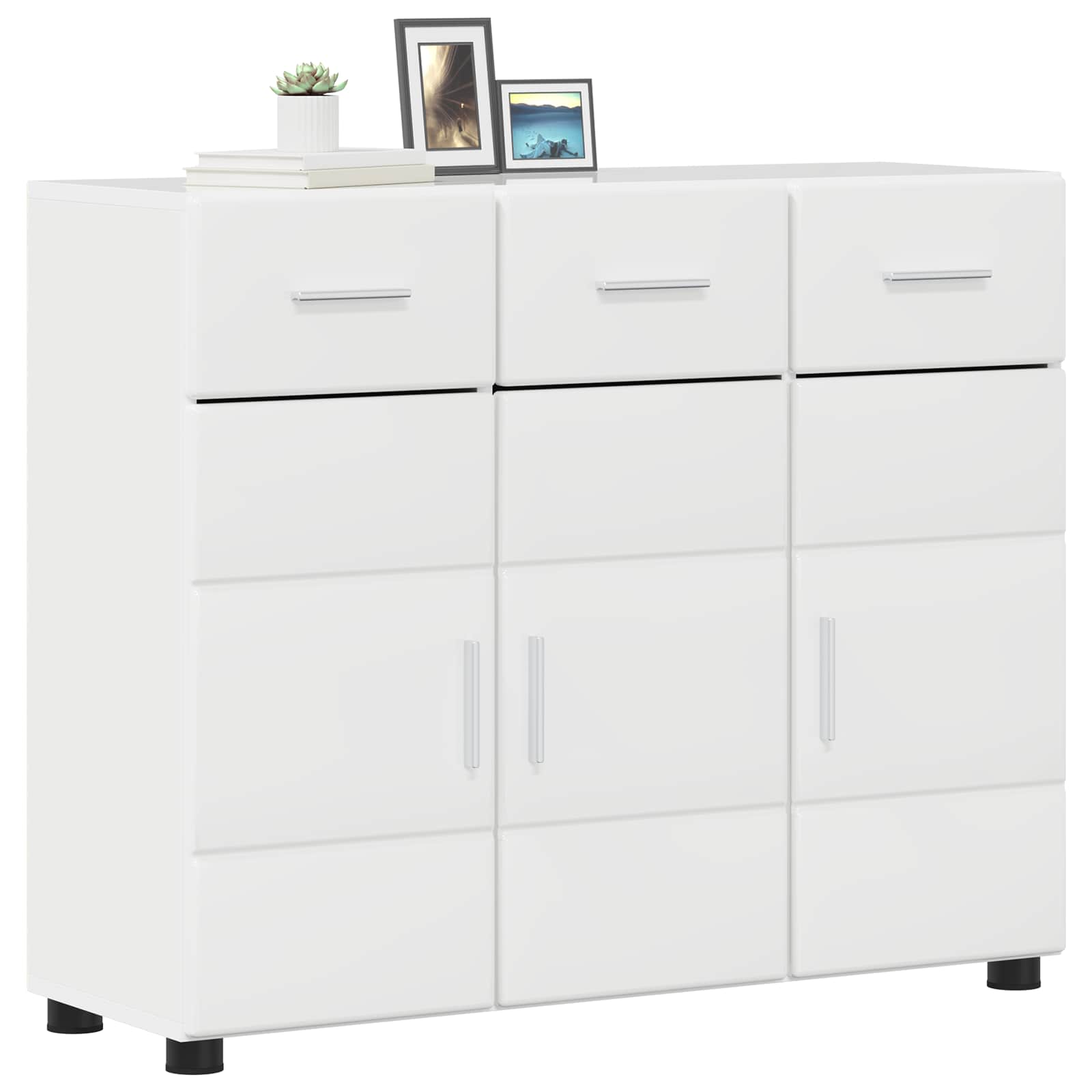 Servírovací Skříň Florin 88,5 X 30,5 X 73 Cm Vysoce Lesklá Bílá